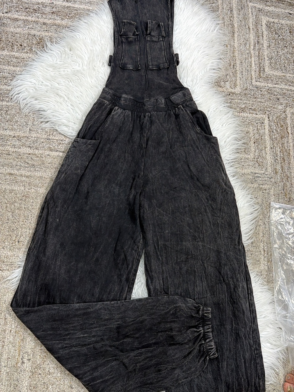 Washed Black Women's Overalls Jumpsuit